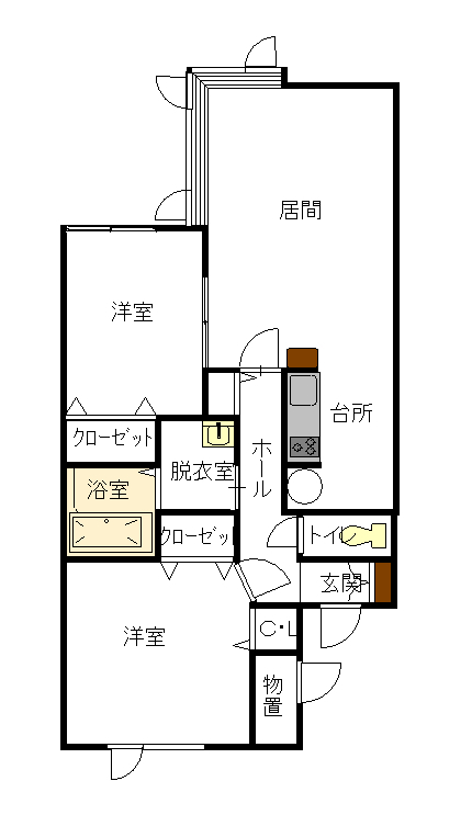 プレズィール春光Ａ201間取図