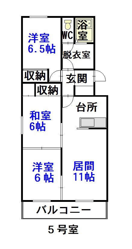 すみのい第３コーポ３０２間取図
