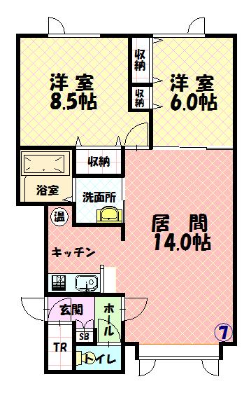 花夢Ⅱ１０７間取図