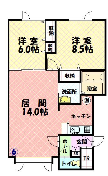 花夢Ⅱ２０６間取図