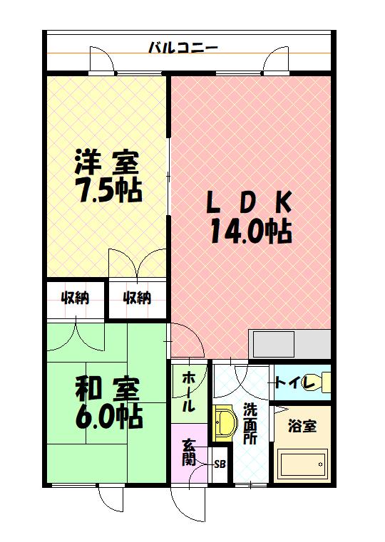グランビューハイツ102間取図