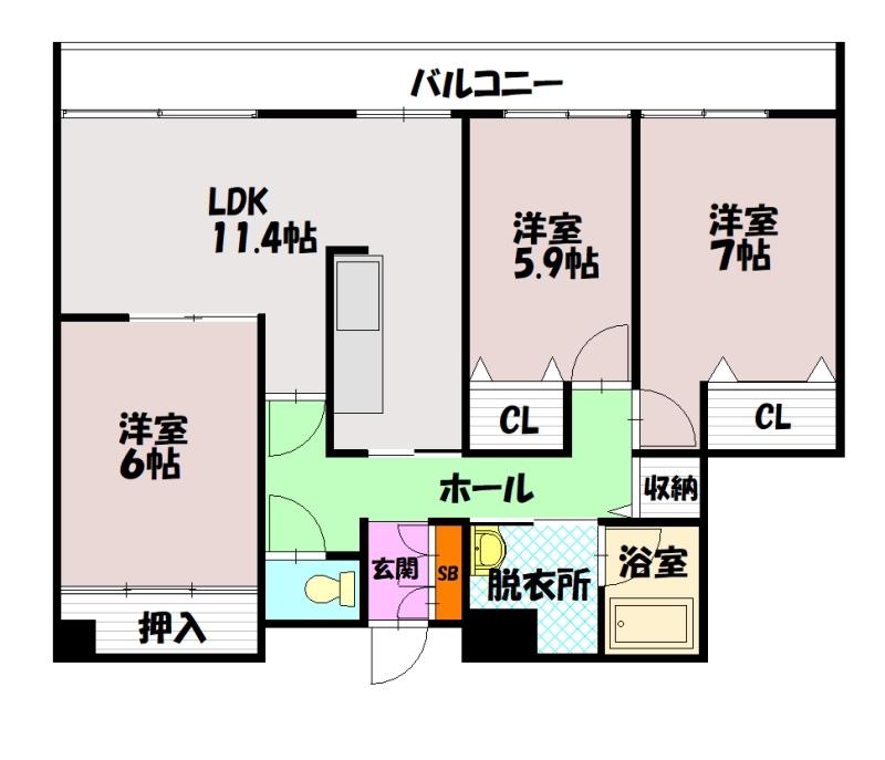 トーアパレス豊岡６０２間取図