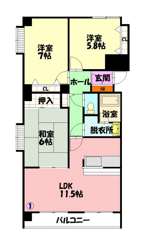 トーアパレス豊岡801間取図