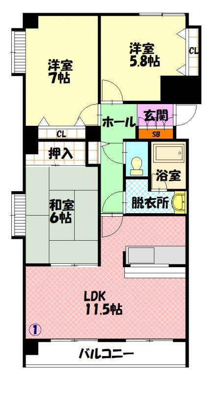 トーアパレス豊岡５０１間取図