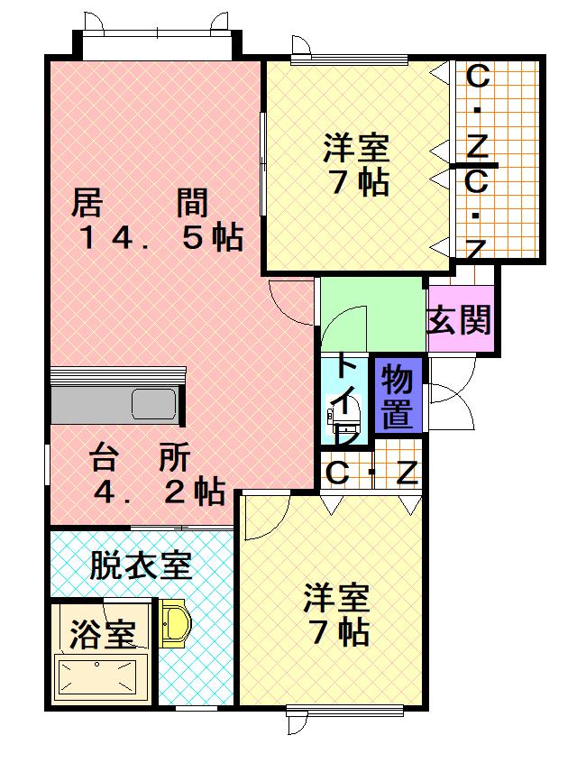 ポーチュラカＦ棟２１３間取図
