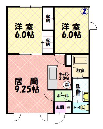 ハイツ来夢来人202間取図