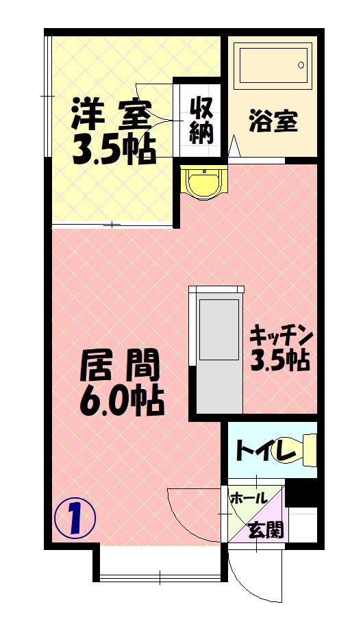 ロイヤルＢ101間取図