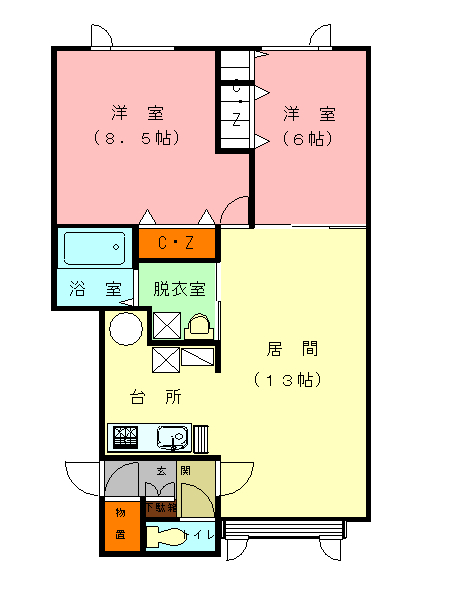 プリウスⅡ１０２間取図