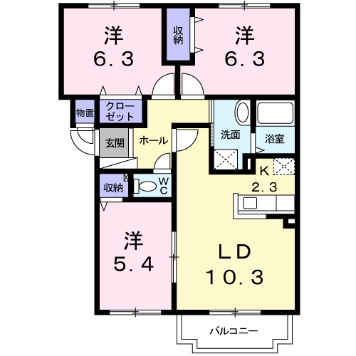 アバンフォンテーヌＡ205間取図