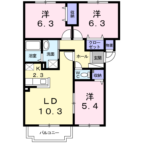 アバンフォンテーヌＡ203間取図