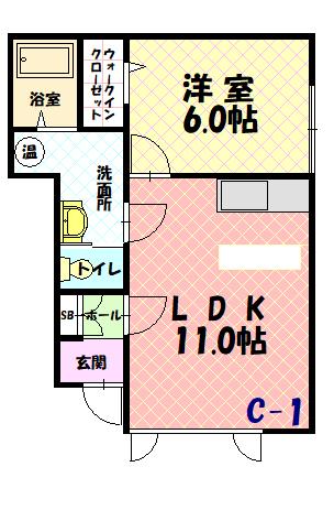 リバーサイド８条西Ｃ－１間取図
