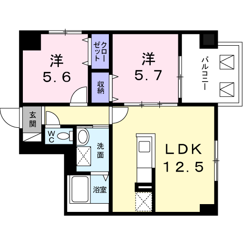 グランジュ北彩都701間取図
