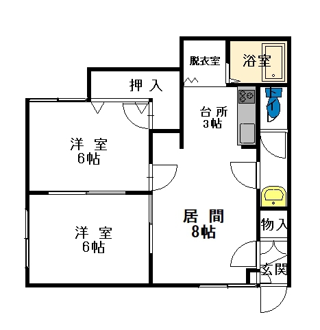ジューヌフィーユ北門202間取図