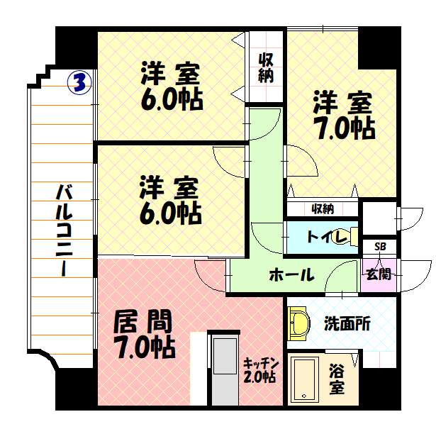 ノルテ１条通０８０３間取図