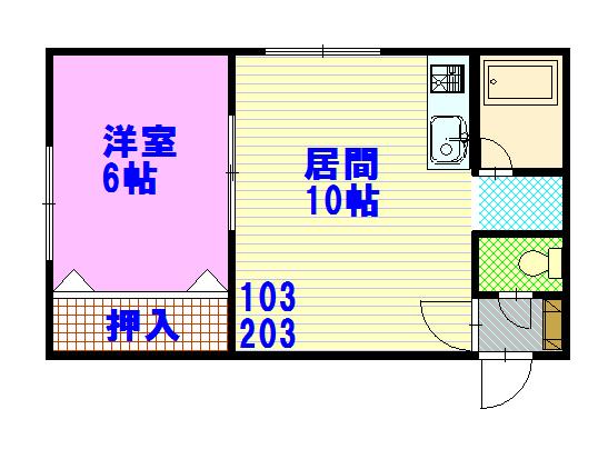 カサグレースＡ１０３間取図