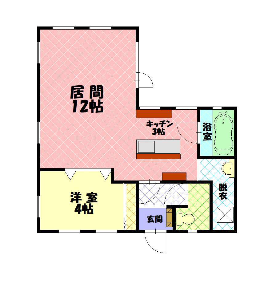 花々館1-S間取図