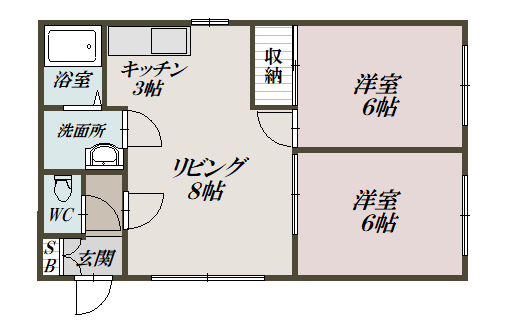 ウラキハイツＢ203間取図