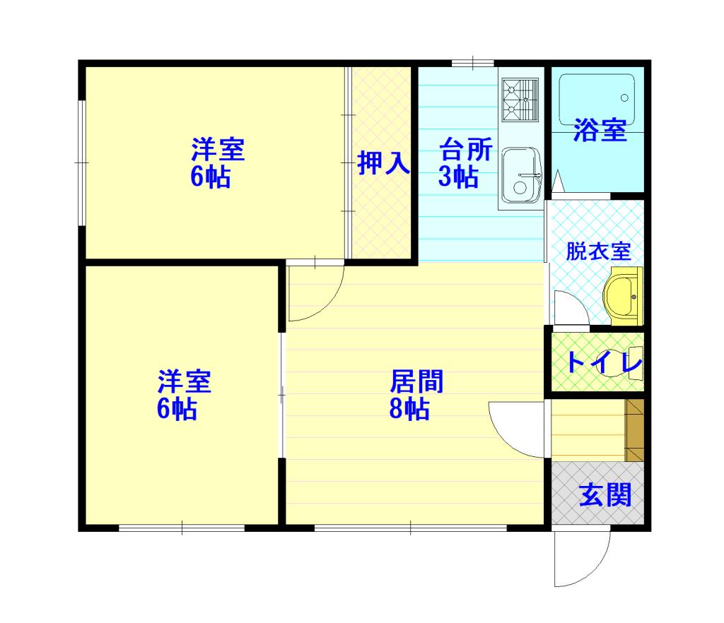 ウラキハイツＢ201間取図