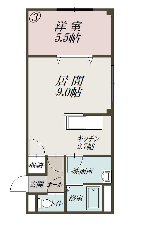 ３・３ハイツ３０３間取図