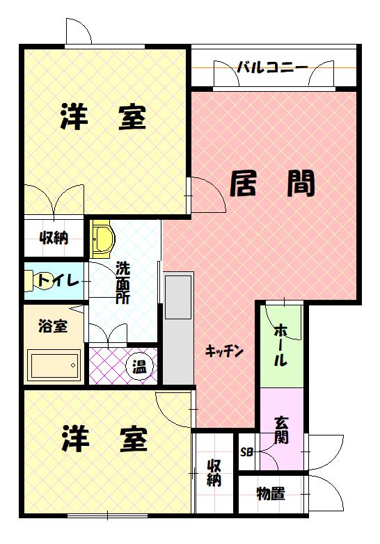 タウンズ秋月Ｂ棟202間取図
