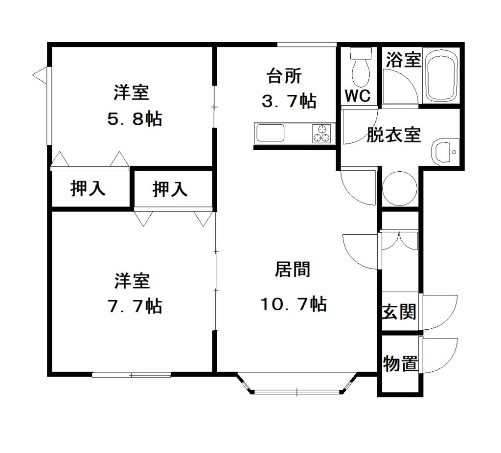 タウンズ６１０２０１間取図