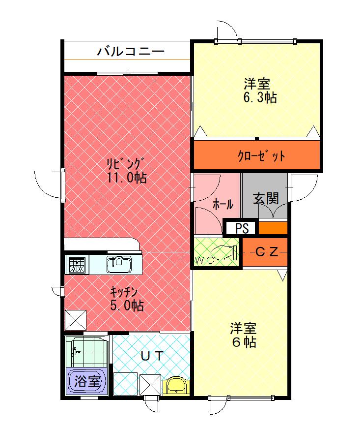 アクアエイトＢ棟２０１間取図
