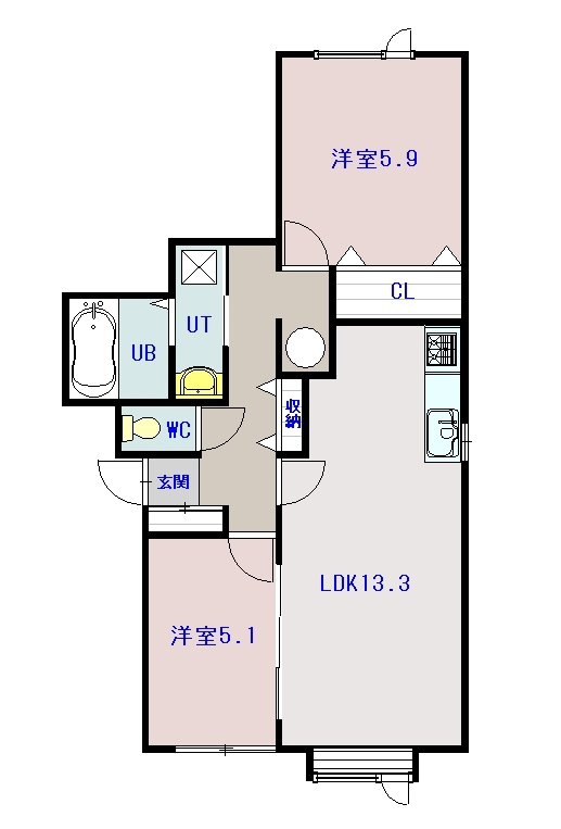 南陽館Ⅱ１０２間取図