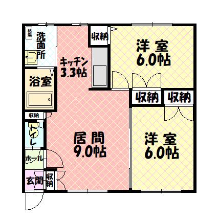 5・8コーポ神居102間取図