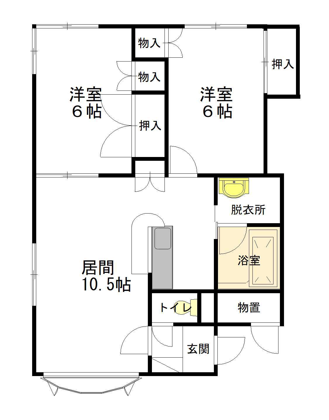 サムズパレス2F-D間取図