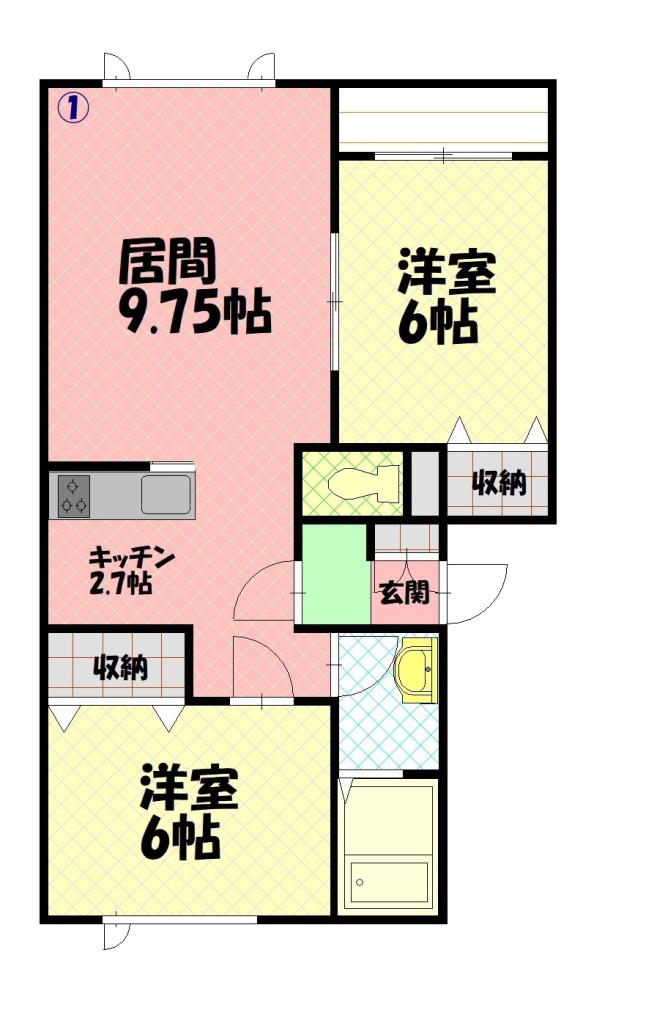 コーポ２１世紀Ⅱ201間取図