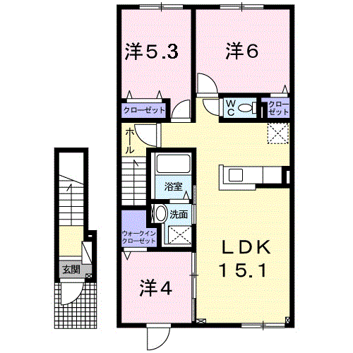 ベルソレイユⅡ２０２間取図