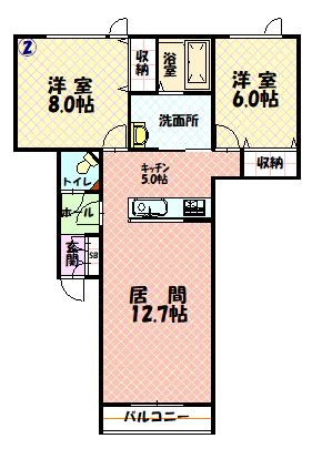 Ｐｏｐｌａｒ５・３１０２間取図