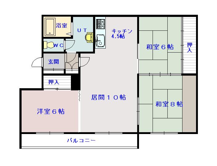 豊岡3・8ハイツ206間取図