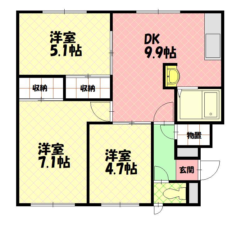 ボヌールⅢ201間取図