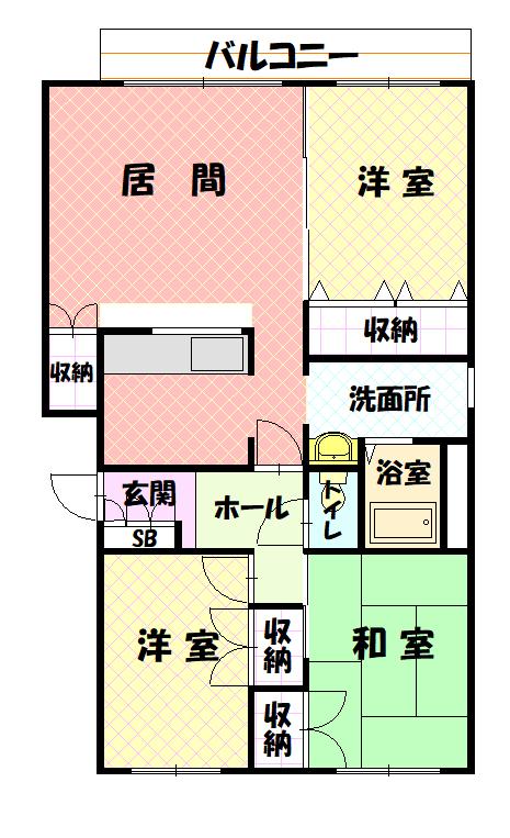 ワックスウィング東光Ｂ１０２間取図