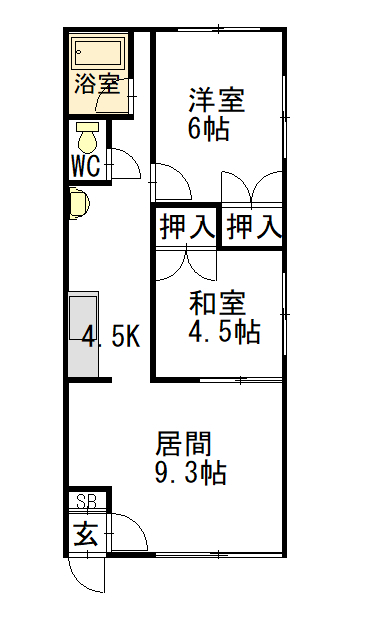 庄子コーポ東201間取図