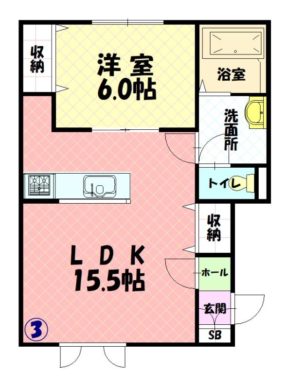 樹華Ⅱ103間取図