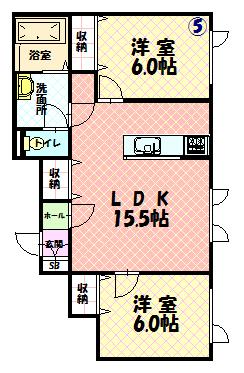 樹華Ⅱ105間取図