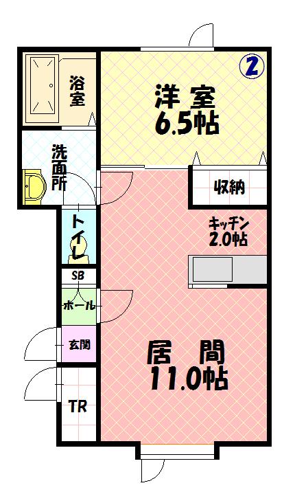 庄子コーポ南Ａ棟２０２間取図