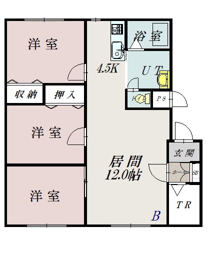ルミエール東光３Ｂ間取図