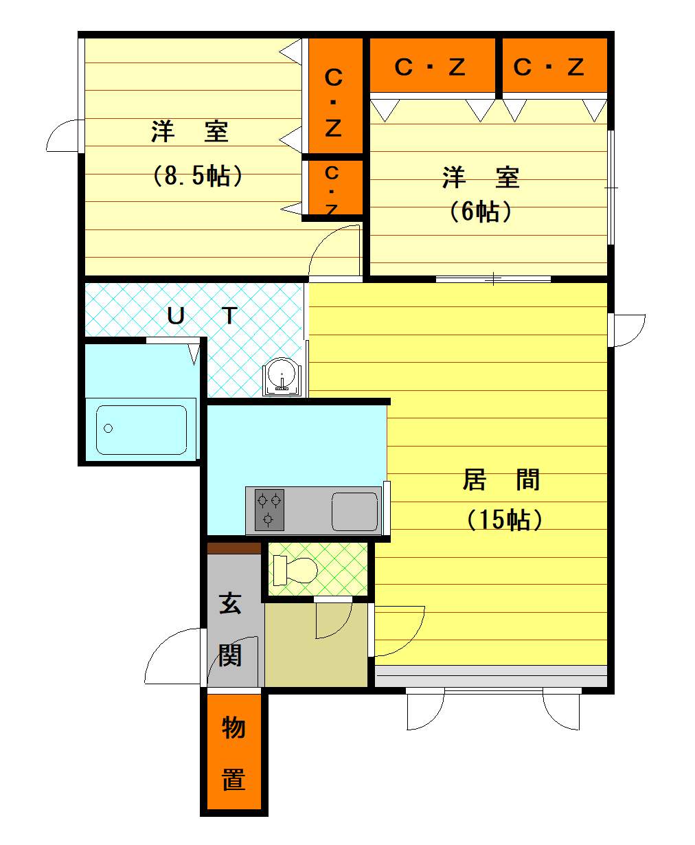 リリヴァレⅡ２０３間取図