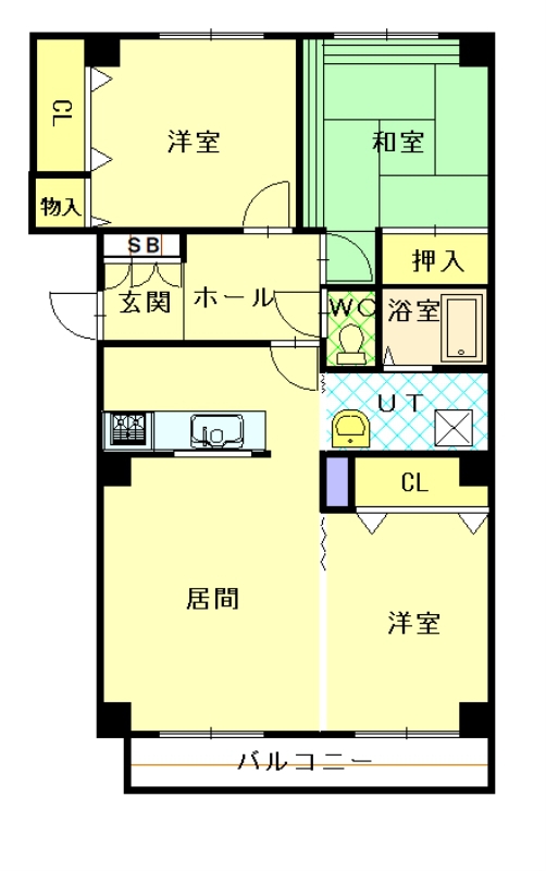 エスティ三番館3号館G102間取図