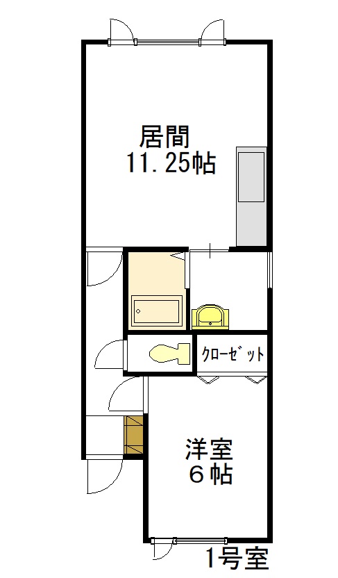 川端マンション１間取図