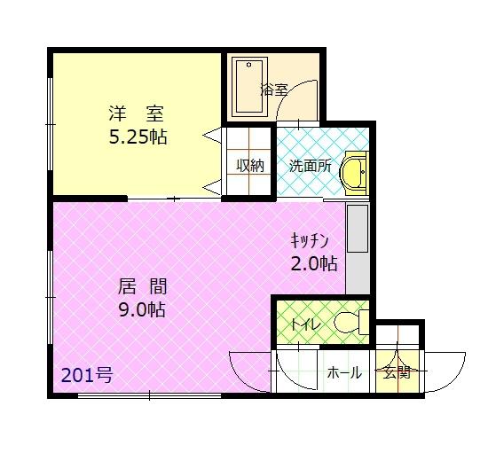 ４．１４コーポカムイ２０１間取図