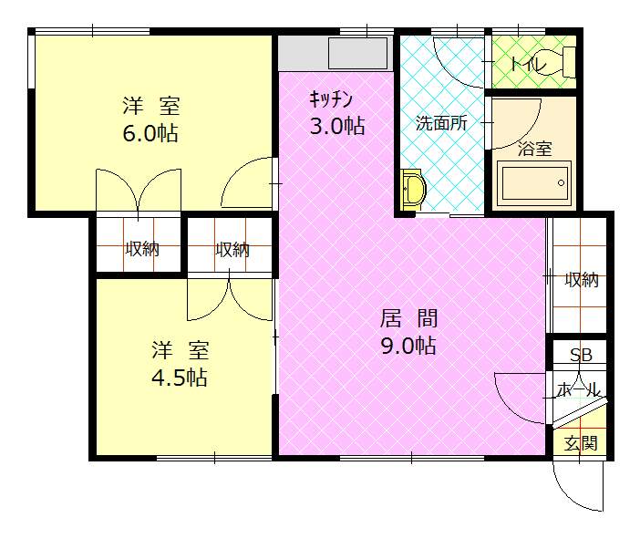 ４．１４コーポカムイ２０２間取図