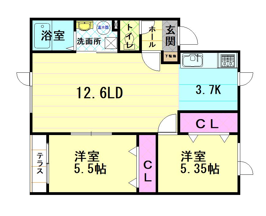 コーポ昴Ⅲ201間取図