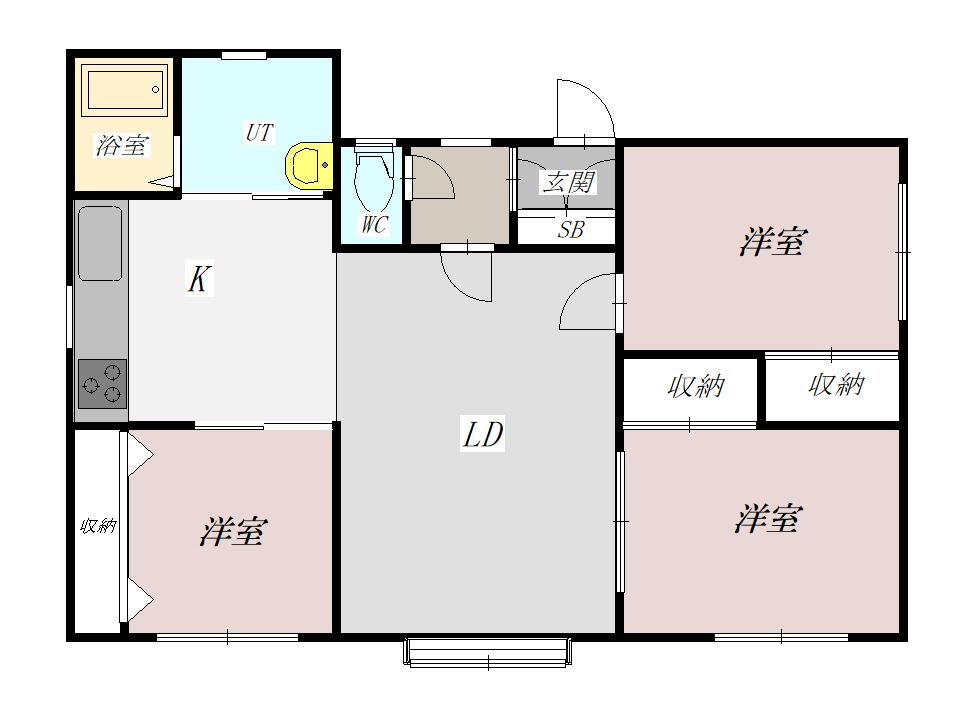 岸上マンション１Ｆ間取図