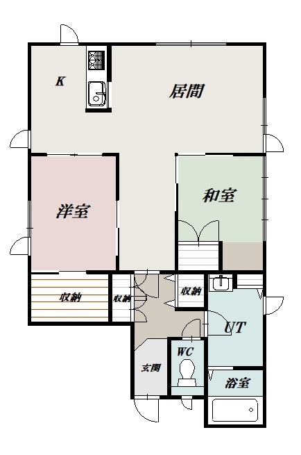 東光３－４上下２戸借家1F間取図