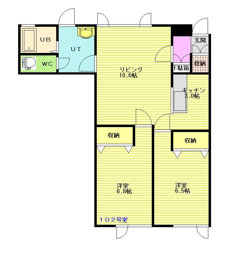ロシュ７．１Ｃ102間取図