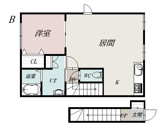 ジェラン神楽岡フェリーチェＢ間取図